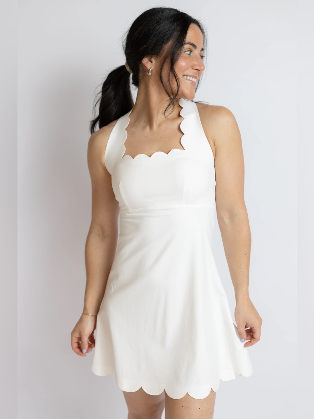 Match Point Scalloped Mini Dress